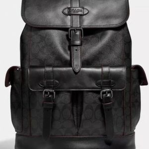 Coach black leather backpack